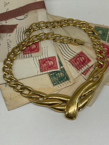 Gold V Twist Necklace Bloomers and Frocks